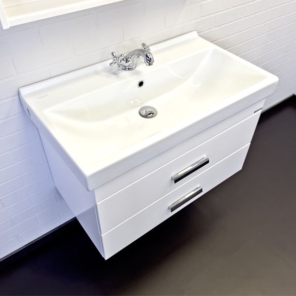 Приобрести сomforty тумба с раковиной никосия-80п белый глянец