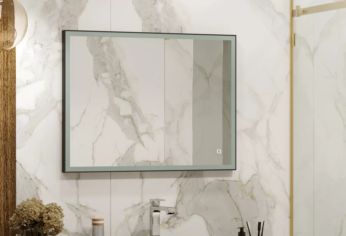 Приобрести continent зеркало с подсветкой solid black 80х60 см, черное