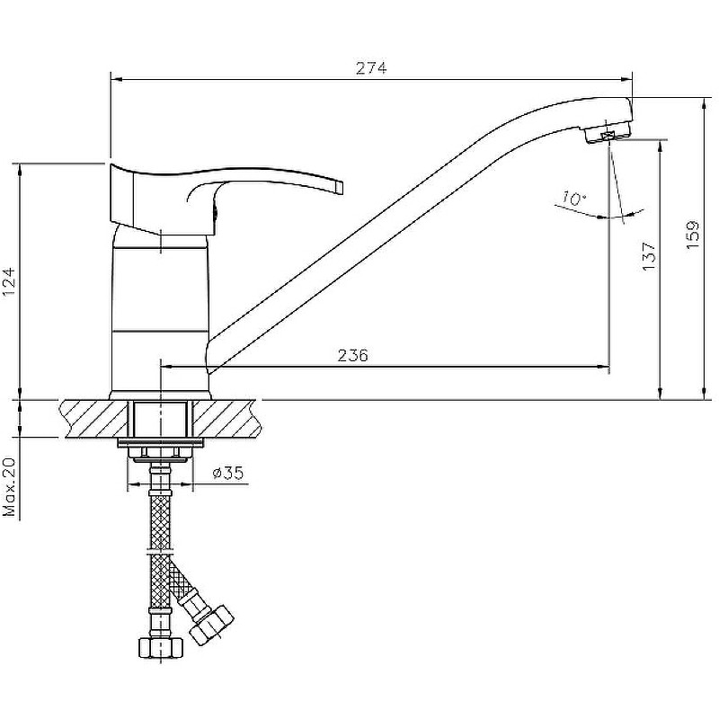 Приобрести haiba смеситель для кухни 274 мм, хром hb-4970