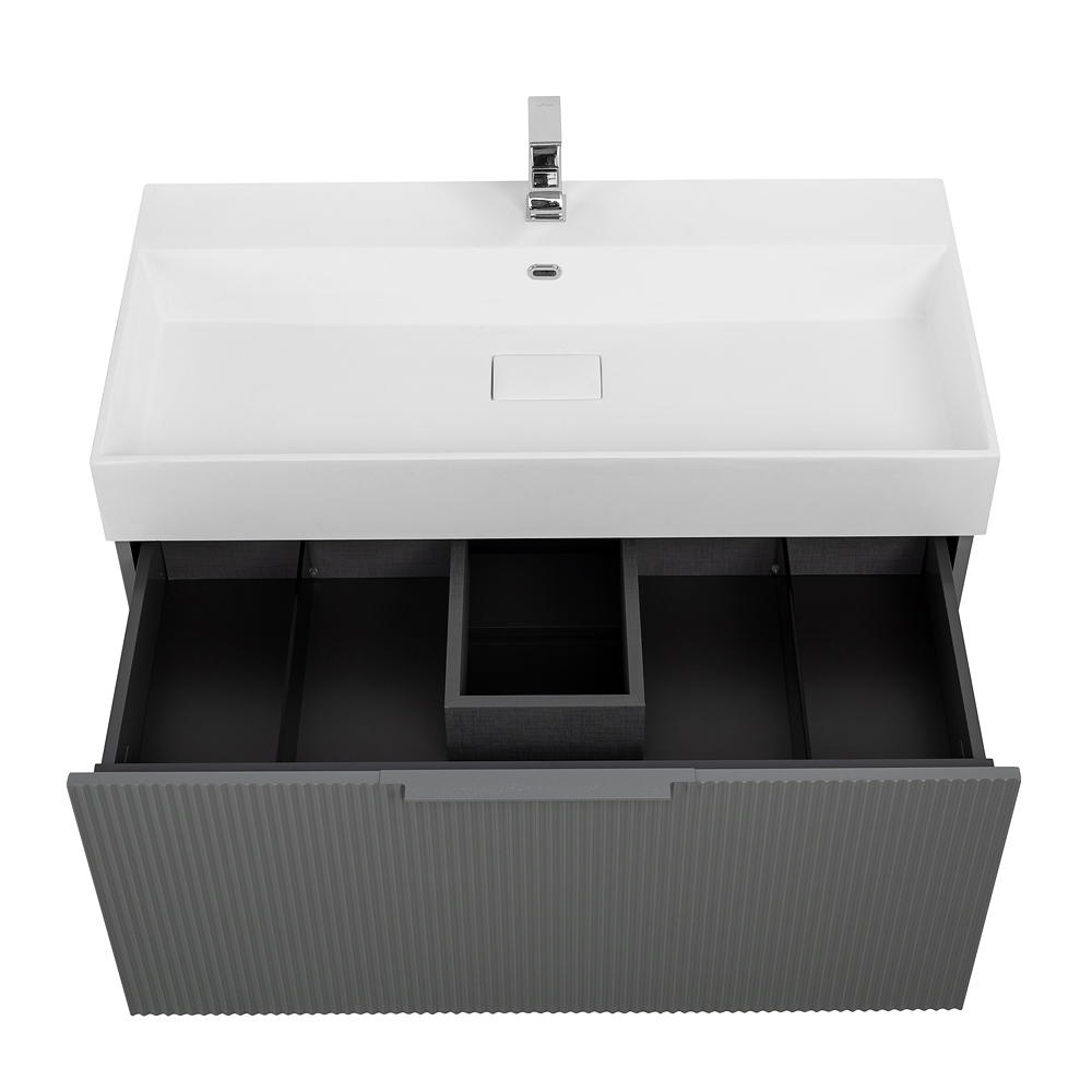 Приобрести cezares тумба подвесная с раковиной premium 90 см plisse grigio nuvola, серая 55444