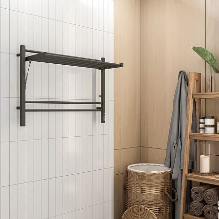 Приобрести terminus полотенцесушитель горизонт п8 80х60 см, с полкой, электрический, черный матовый