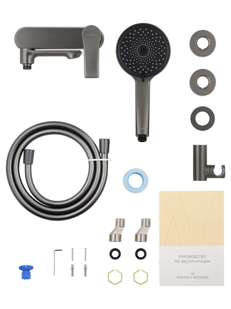 Приобрести смеситель для ванны с душем wonzon & woghand brilliant, темный графит (ww-88037079-bgm)