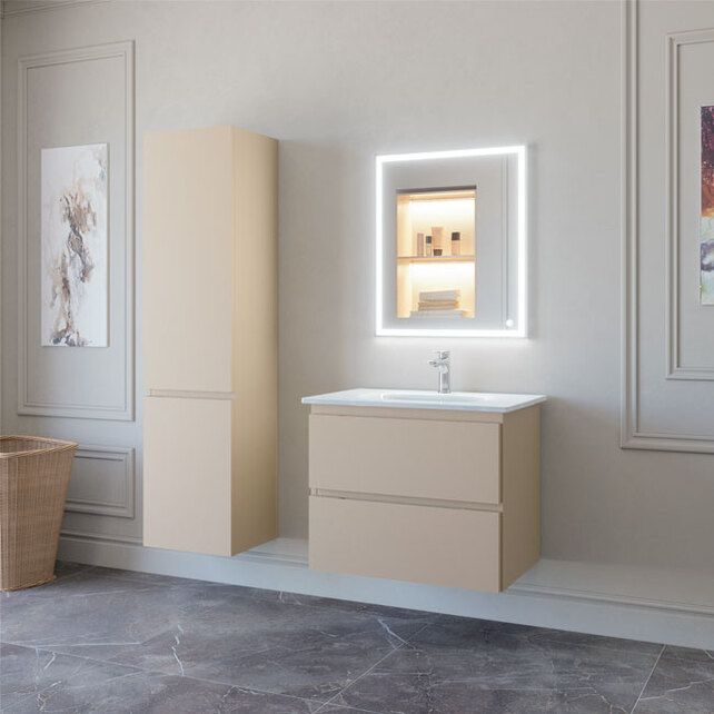 Приобрести caprigo тумба с раковиной sydney 75 см, бежевая, эмаль