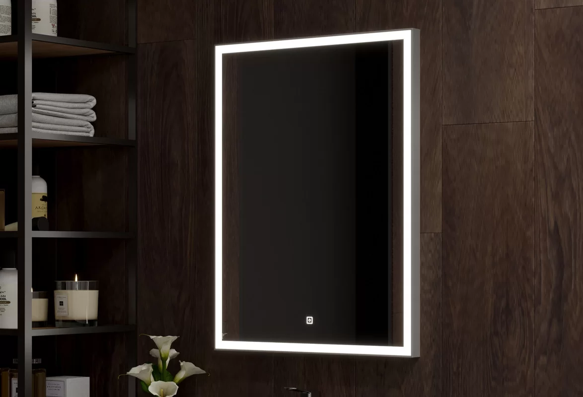 Приобрести continent зеркало с подсветкой frame silver 60х80 см, серое