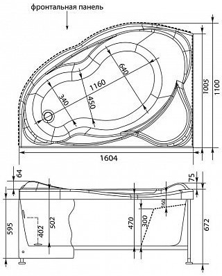 Приобрести aquanet акриловая ванна jamaica 160x100 см, белая, правая