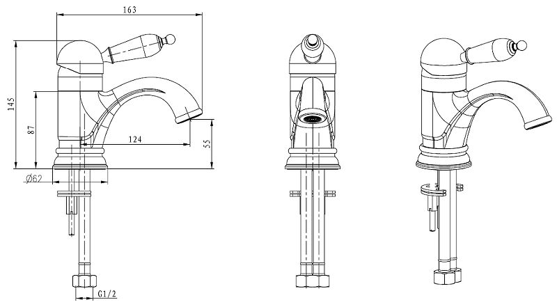Приобрести boheme смеситель для раковины murano, золото 281-mr-w