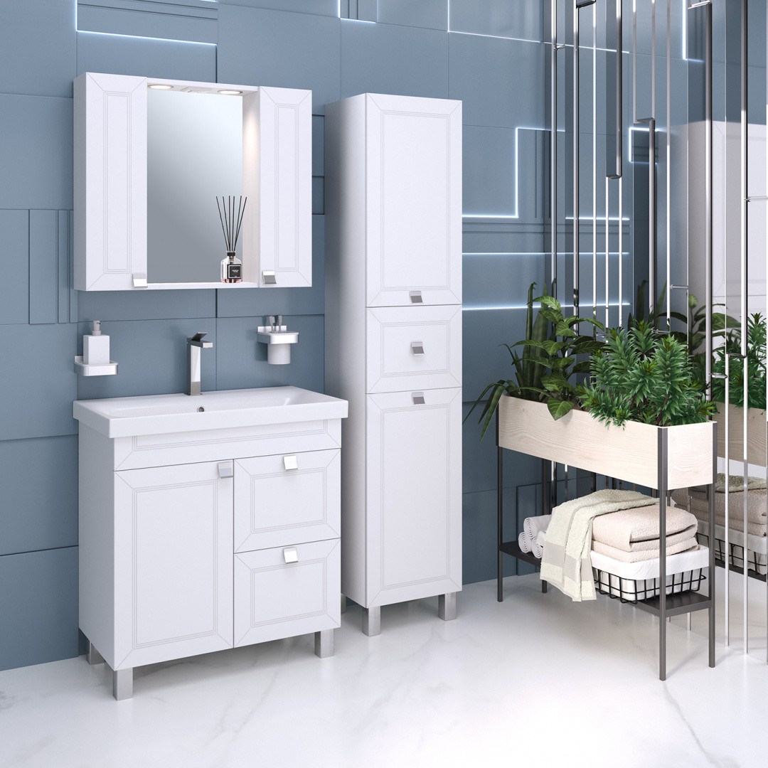 Приобрести шкаф-пенал напольный ostin 40см. с корзиной правый