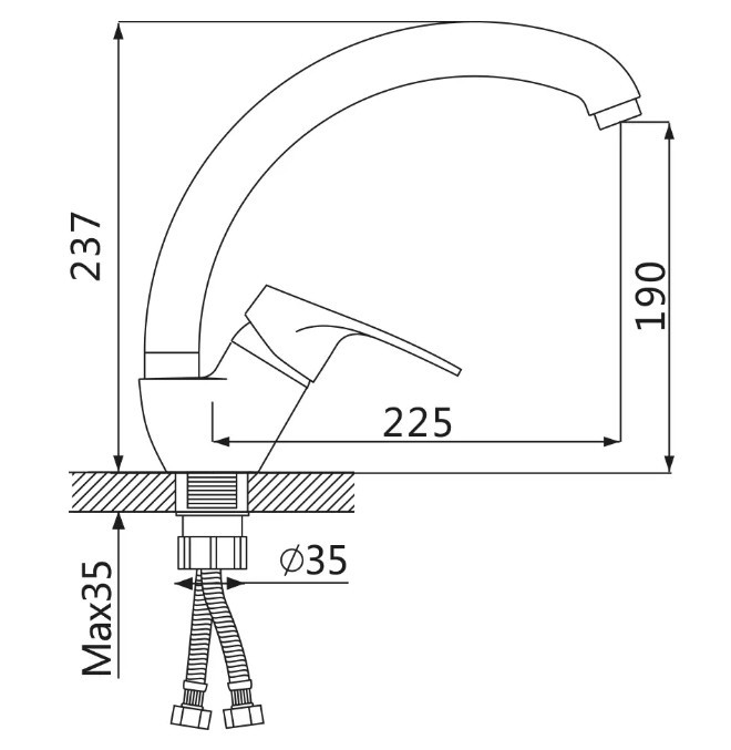 Приобрести смеситель для кухни vieir novelo 237 мм, хром v204021