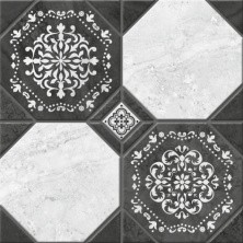 Плитка напольная Керамин Лимбург Узор 7Д Черно белый тип 2 микс