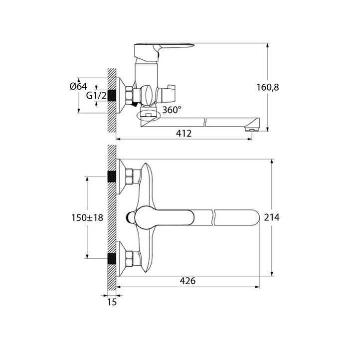 Приобрести iddis смеситель для ванны cuba 215мм, хром cubsbl2i10wa