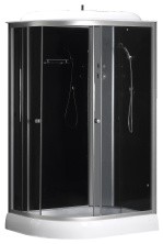 Loranto Душевая кабина SUNWAY 120х80х215 с низким поддоном 13 см, черное закаленное стекло 4 мм, профиль хром (CS-66121R G 120)