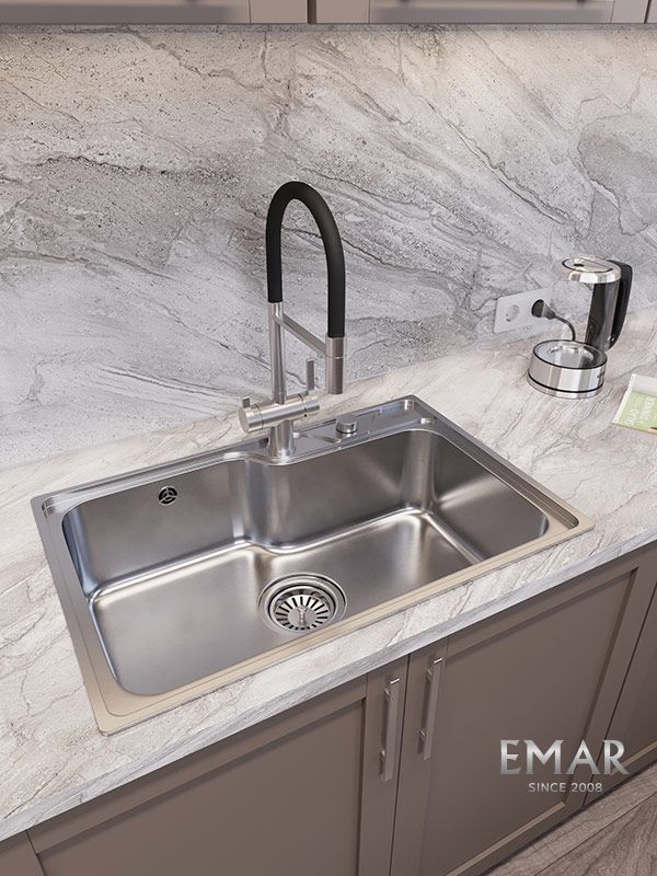 Приобрести oulin кухонная мойка 70х46 см, сатин oulin ol-cs210