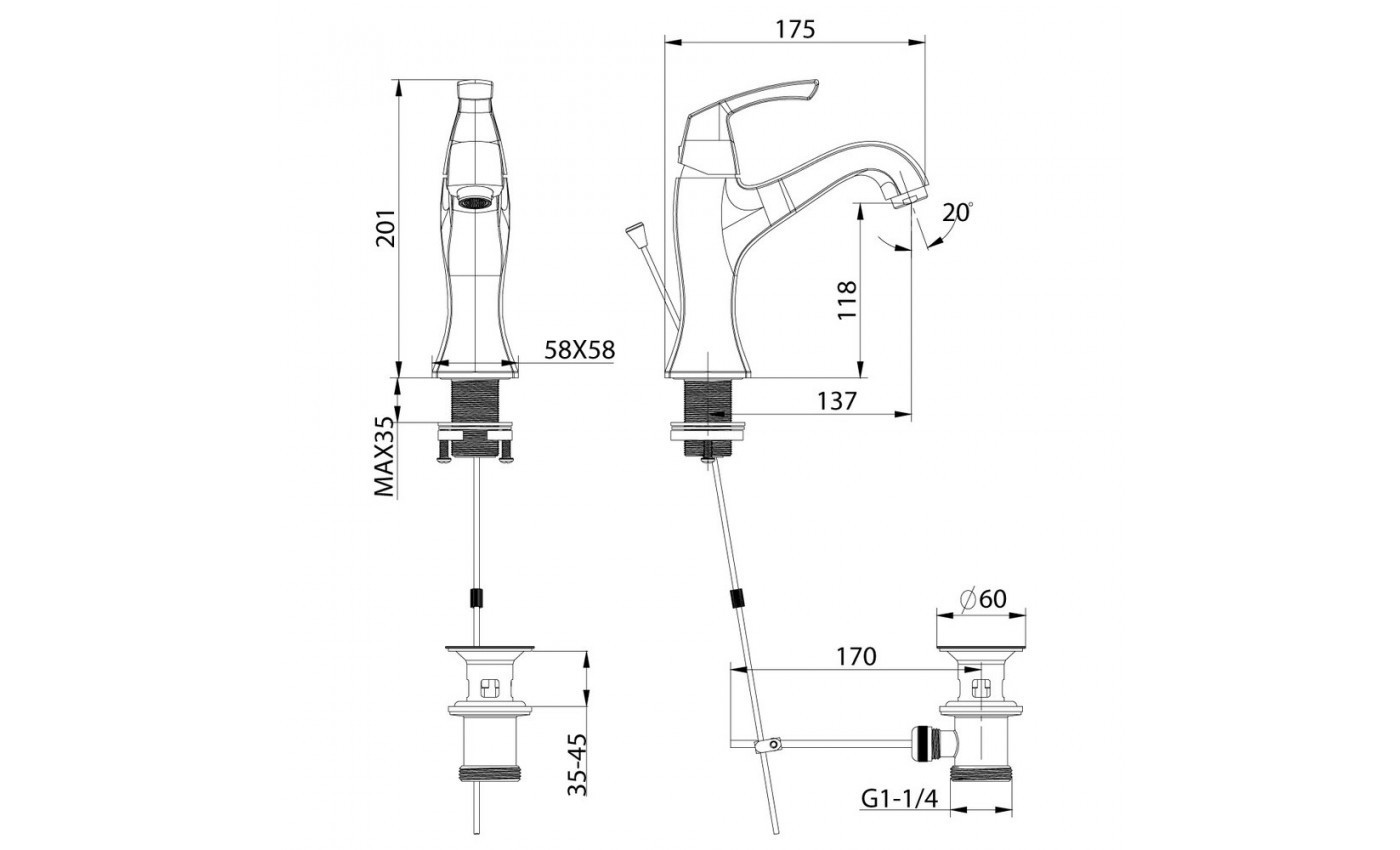 Приобрести lemark смеситель для раковины nubira с донным клапаном, черный\бронза lm6206orb