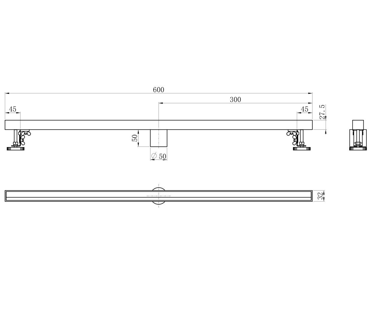 Приобрести душевой трап 60 см wonzon & woghand, брашированный никель (ww-65406m-br)