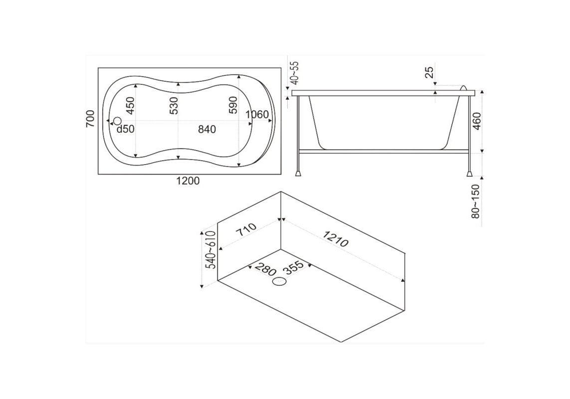 Приобрести bas акриловая ванна кэмерон стандарт плюс 120х70 (каркас)