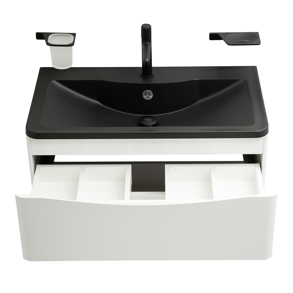 Приобрести belbagno тумба с раковиной acqua 100 см, подвесная bianco lucido, чёрная раковина