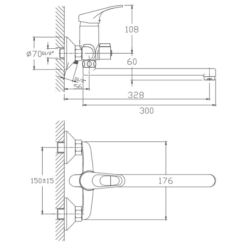 Приобрести haiba смеситель для ванны 176мм, хром hb-2213