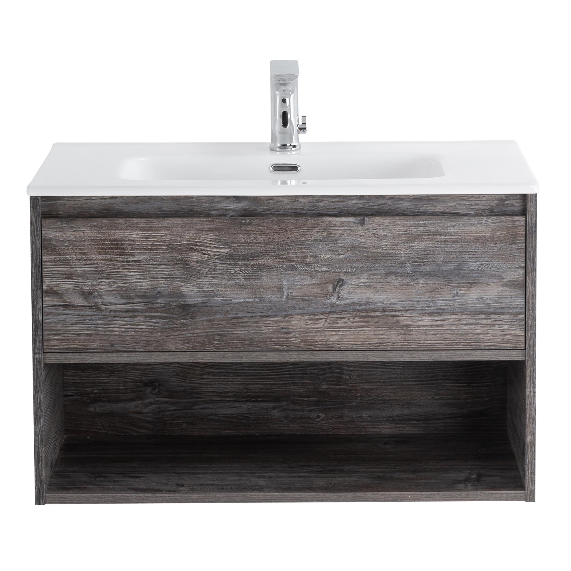 Приобрести belbagno тумба c раковиной kraft 80 см, с одним ящиком и полкой, подвесная pino pasadena, белая раковина