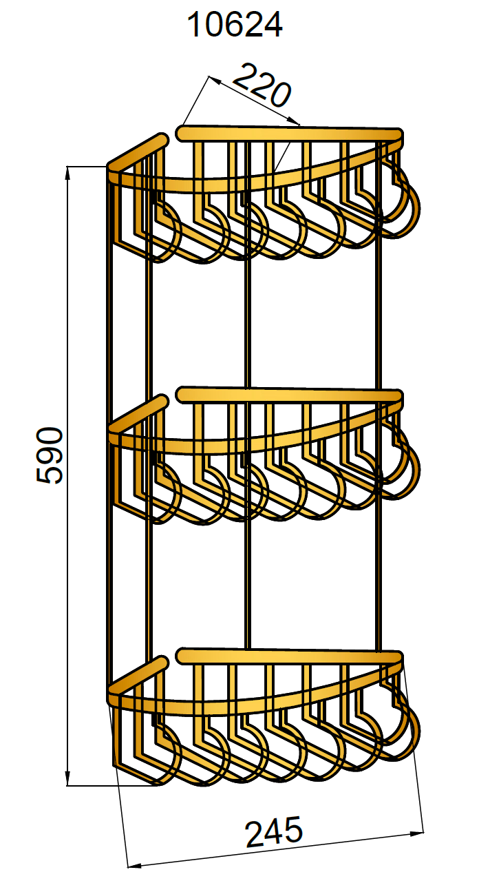 Приобрести boheme угловая полка medici,тройная, бронза 10624
