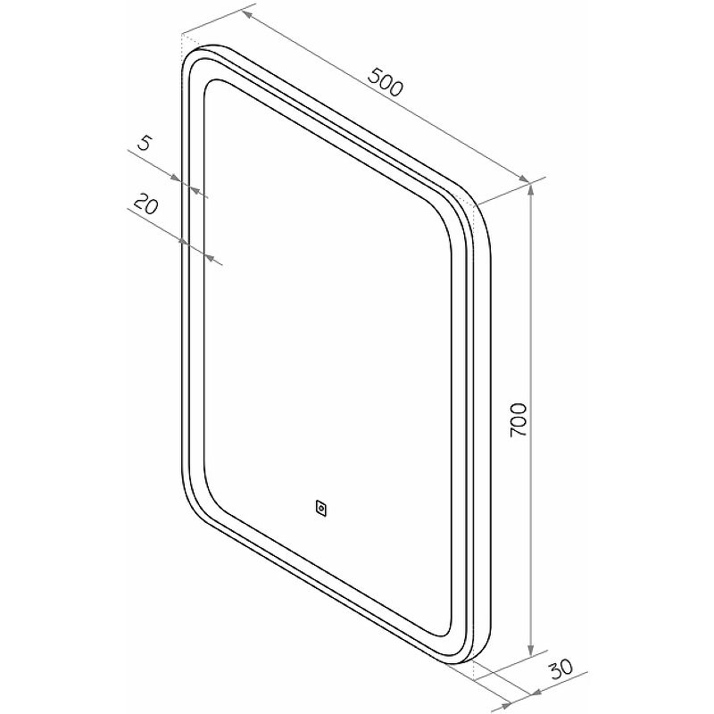 Приобрести continent зеркало с подсветкой russo 50х70 см, сенсорный включатель, белое