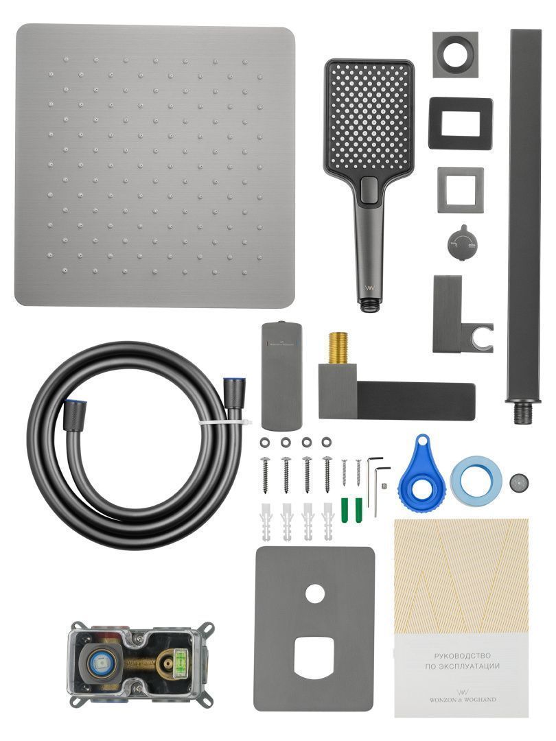 Приобрести душевая система встраиваемая wonzon & woghand edge, темный графит (ww-88939003-bgm)