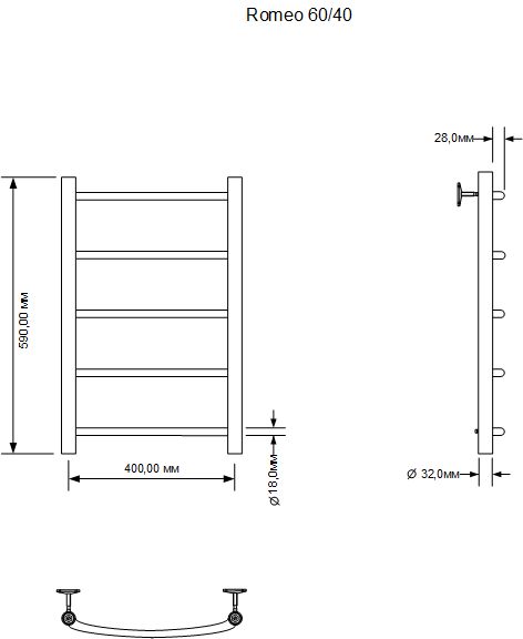 Приобрести aquanet полотенцесушитель электрический romeo 60х40 см тэн справа
