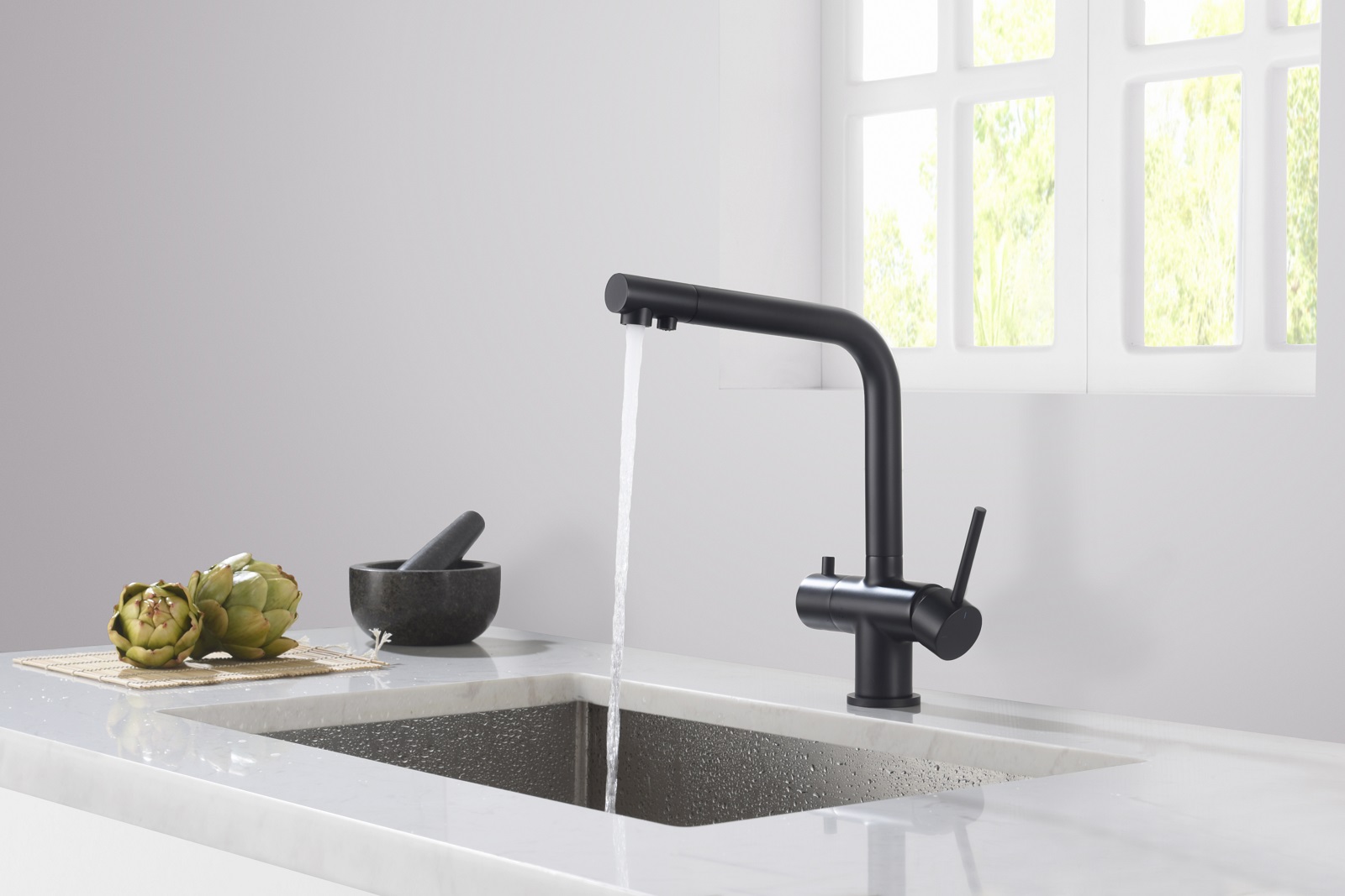 Приобрести смеситель для кухни с подключением фильтра timo saona 2396/03f черный