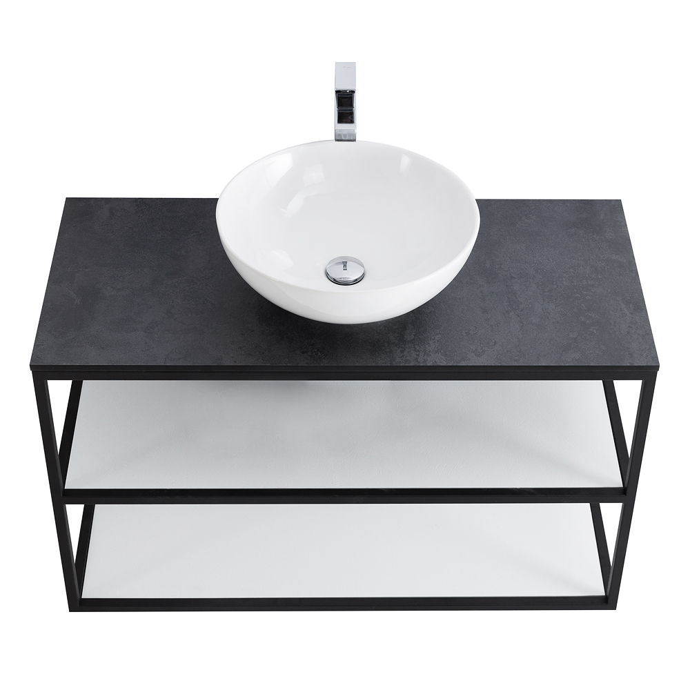 Приобрести cezares тумба подвесная с раковиной cadro 100 см см, двухярусная nero, черная cadro-100/46/58-2c-so-met-st