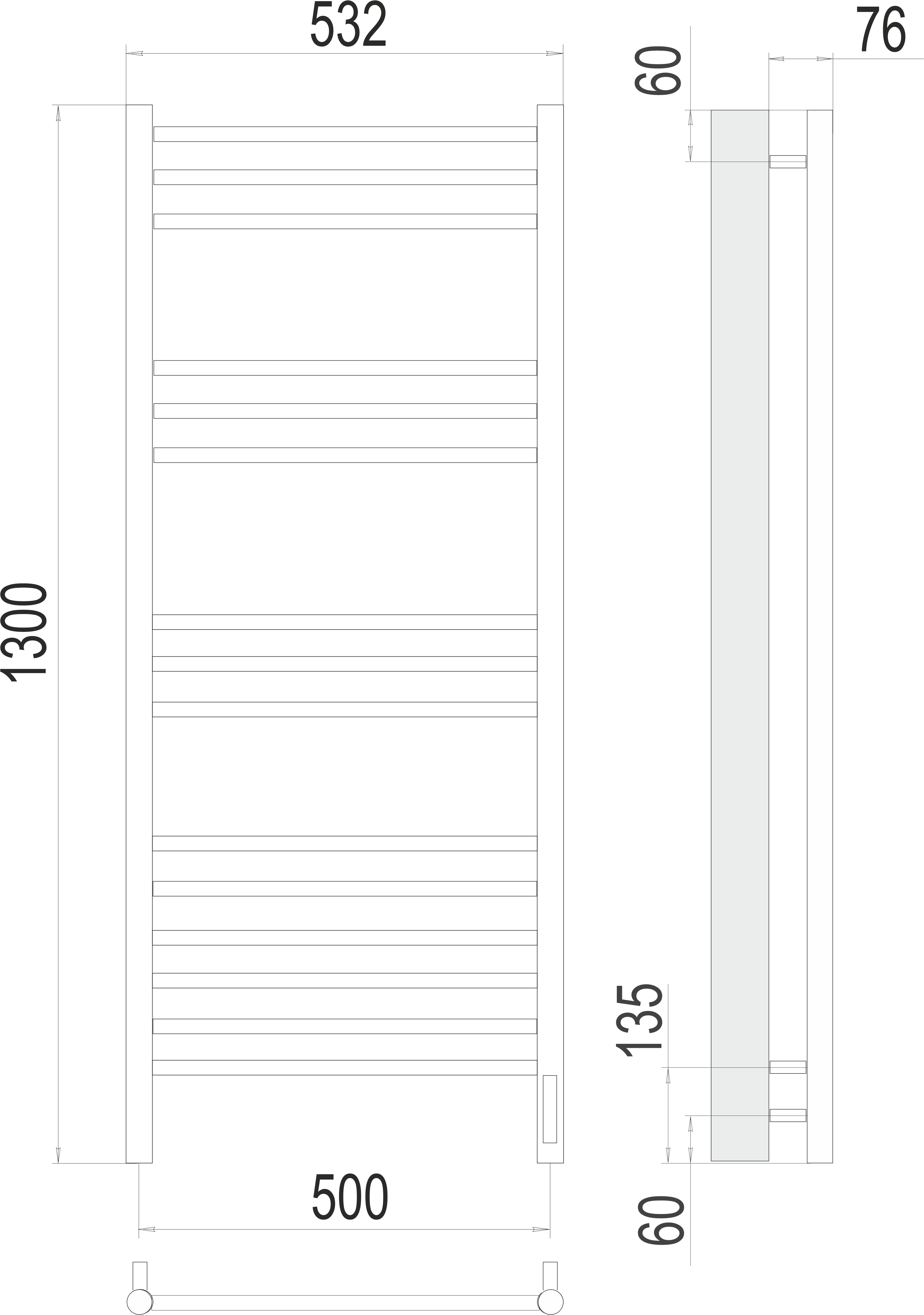 Приобрести полотенцесушитель 500х1300 мм электрический terminus аврора п15 4670078527233
