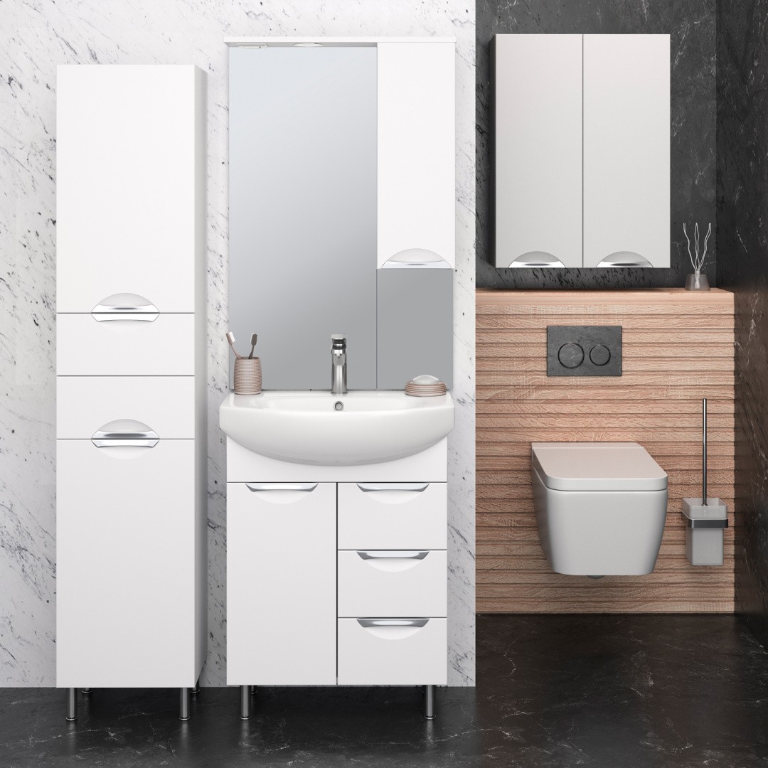 Приобрести aqua de marco зеркало-шкаф eleganse 65 см, правое, белый\хром 1065cele/r