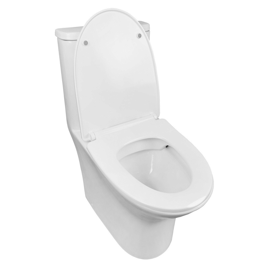 Приобрести azario унитаз - моноблок sente 375х665x785 напольный, безободковый, горизонтальный слив, сиденье дюропласт микролифт az-8614