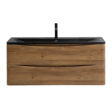 BelBagno Тумба с раковиной ACQUA 120 см, подвесная Rovere Rustico, чёрная раковина