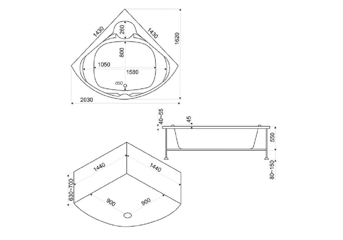 Приобрести bas акриловая ванна хатива 143*143