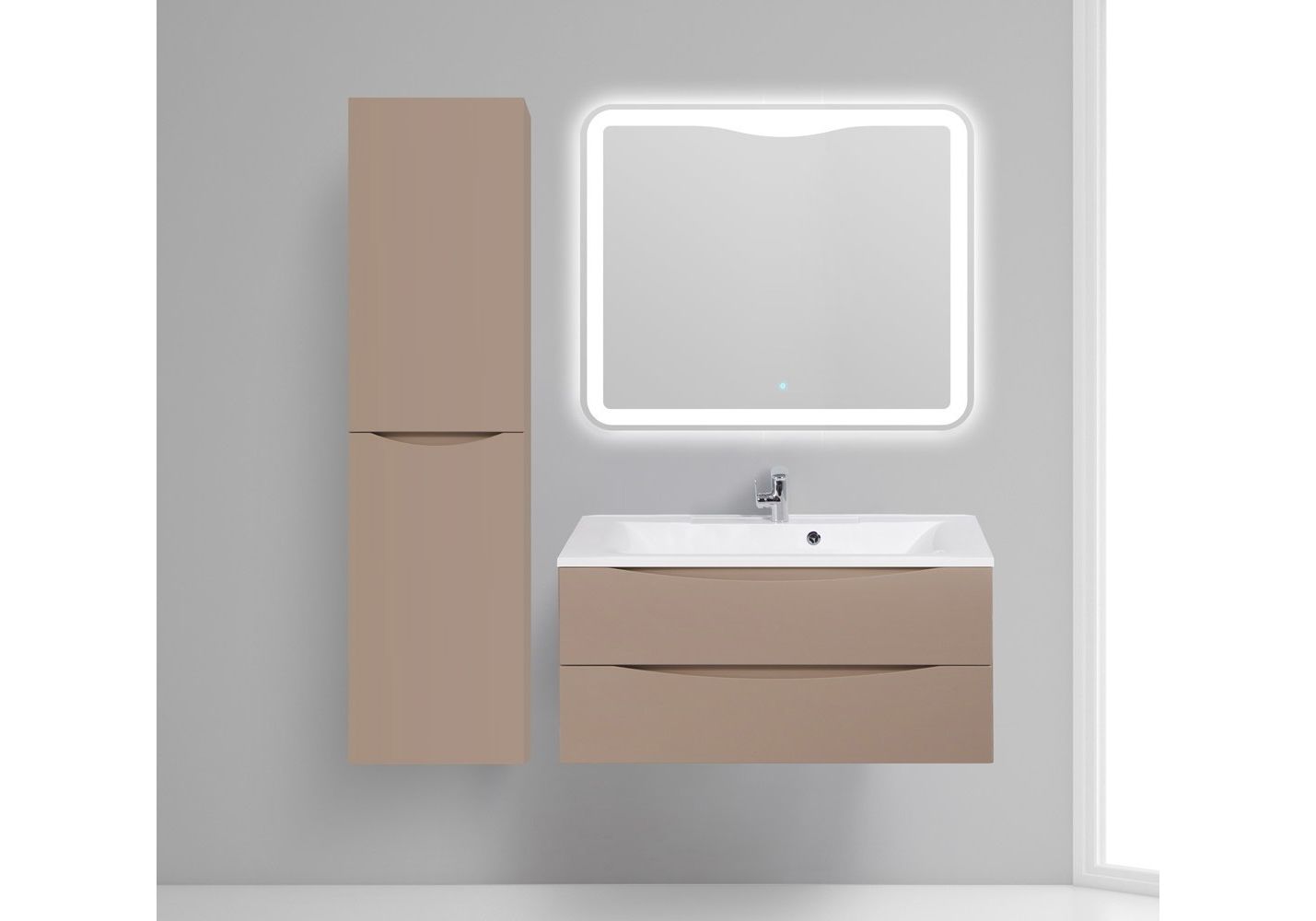Приобрести пенал подвесной belbagno fly-marino-1500-2a-sc-cl-p-l 40 см, левый, cappuccino lucido