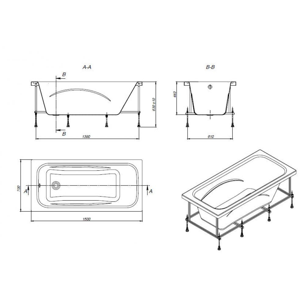 Приобрести ванна акриловая roca line 150x70 см z.ru93.0.298.2