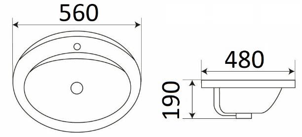 Приобрести раковина врезная на столешницу ceramalux 56 см 9413