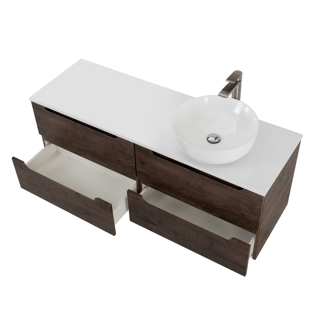 Приобрести belbagno тумба со столешницей etna 120 см, подвесная rovere moro, раковина справа