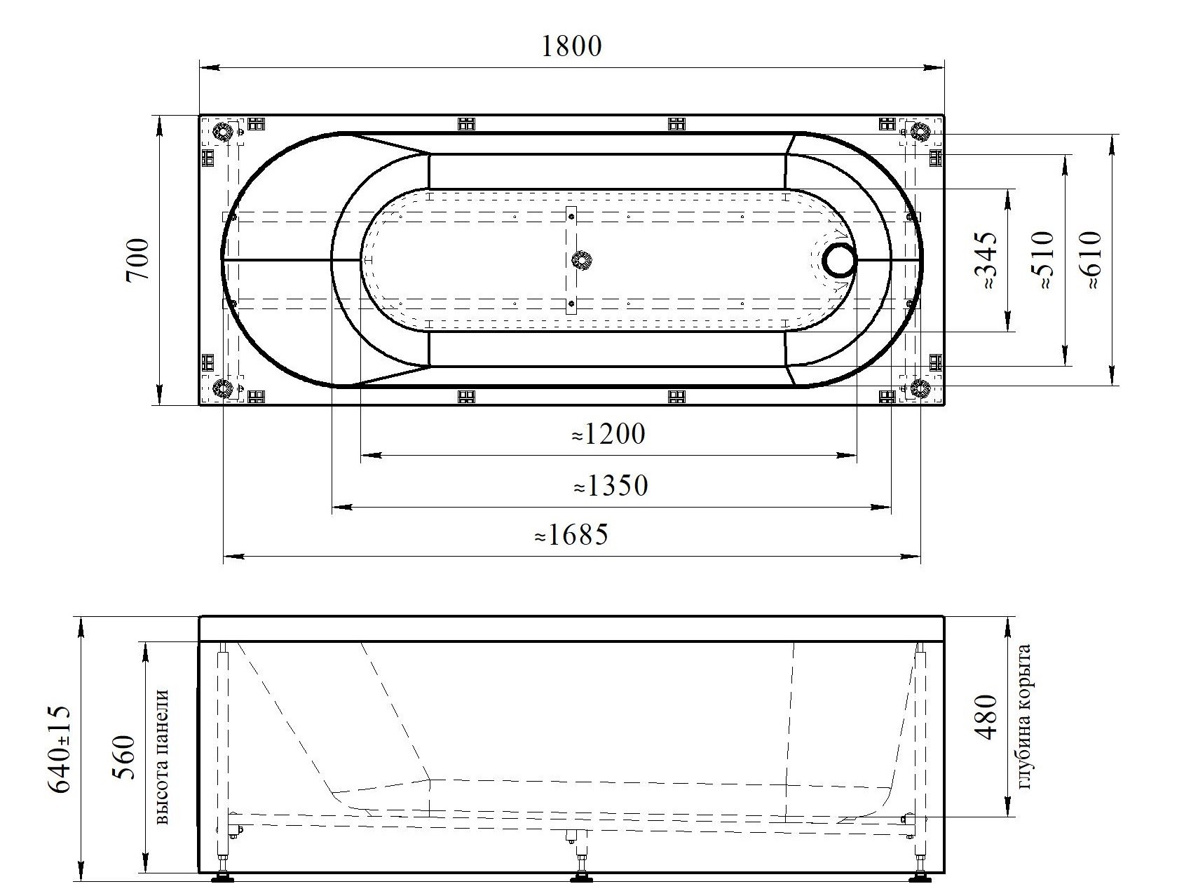 Приобрести акриловая ванна радомир виктория 180x70 см ( комплект каркас )