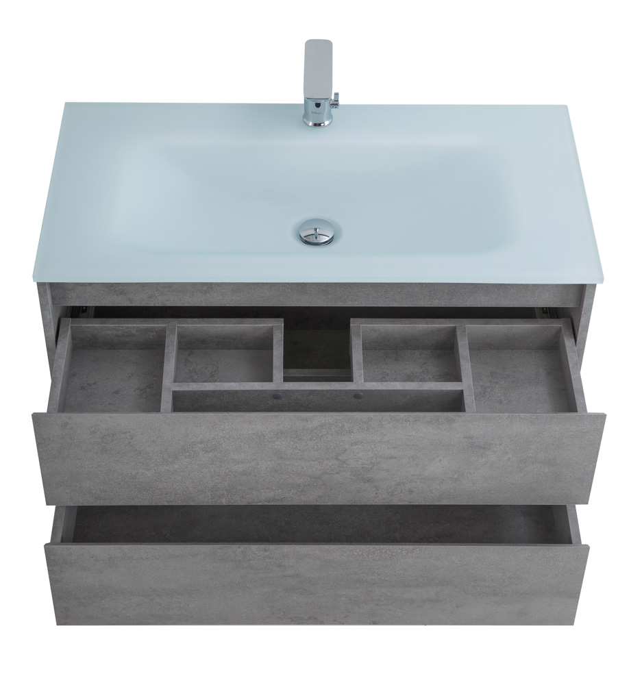 Приобрести belbagno тумба с раковиной kraft 100 см, подвесная cemento grigio, белая раковина