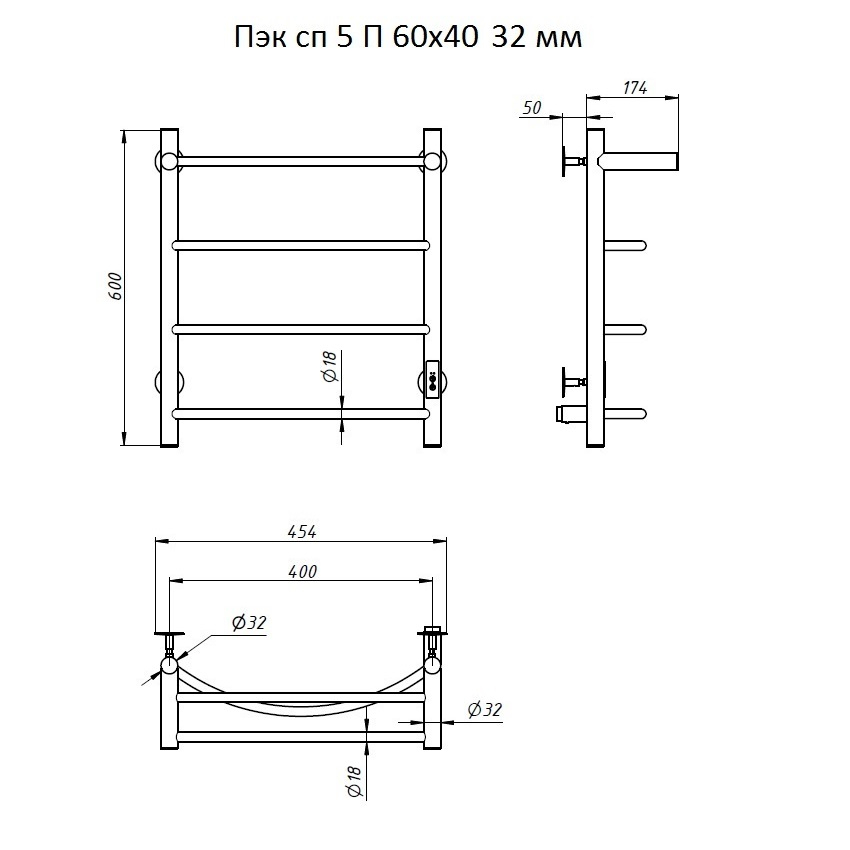 Приобрести тругор электрический полотенцесушитель п4 400х600 мм пэк сп 5 с полкой, хром 00-00031624