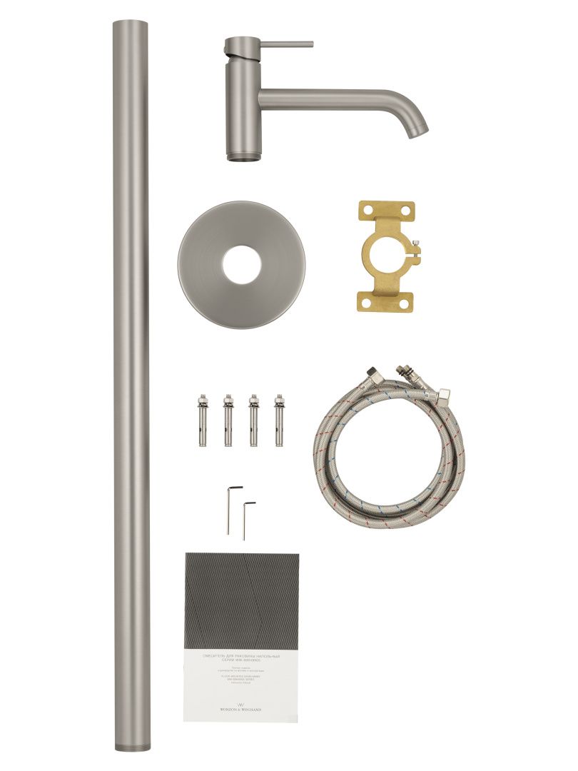 Приобрести смеситель для раковины напольного монтажа wonzon & woghand stick, брашированный никель (ww-88649905-bn)