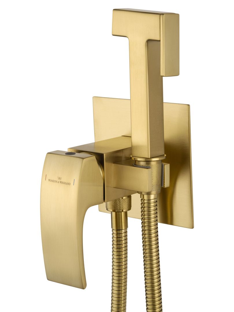 Приобрести смеситель с гигиеническим душем встраиваемый wonzon & woghand fit, брашированное золото (ww-88829009-bg)