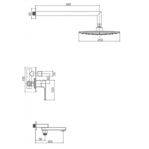Приобрести душевая система скрытого монтажа g7117-6 gappo (черная)