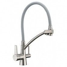 Gappo Смеситель для кухни G4398 с фильтром и гибким изливом, сатин\серый 88597