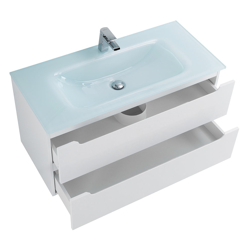 Приобрести belbagno тумба с раковиной etna 100 см, подвесная bianco lucido, стеклянная раковина