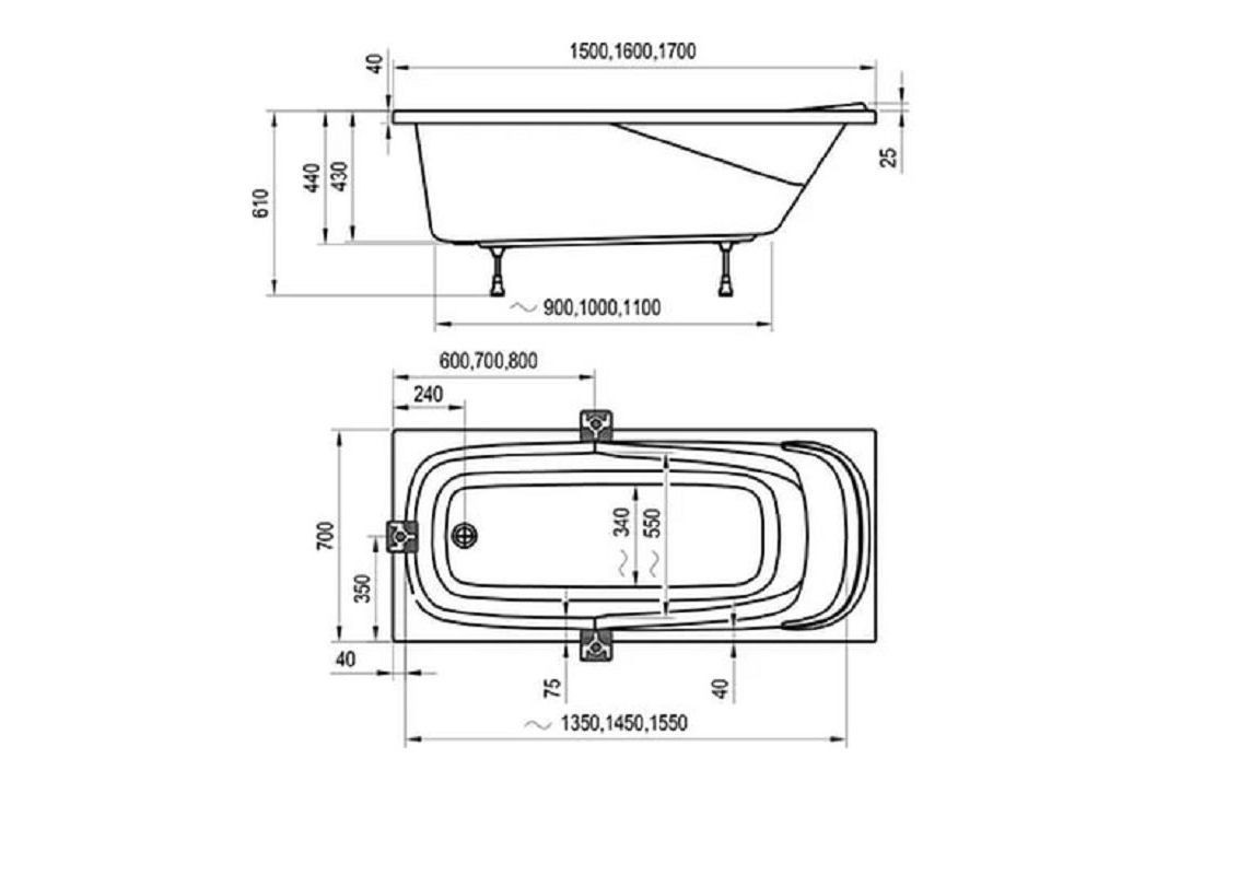 Приобрести акриловая ванна ravak vanda ii 160х70 см cp11000000