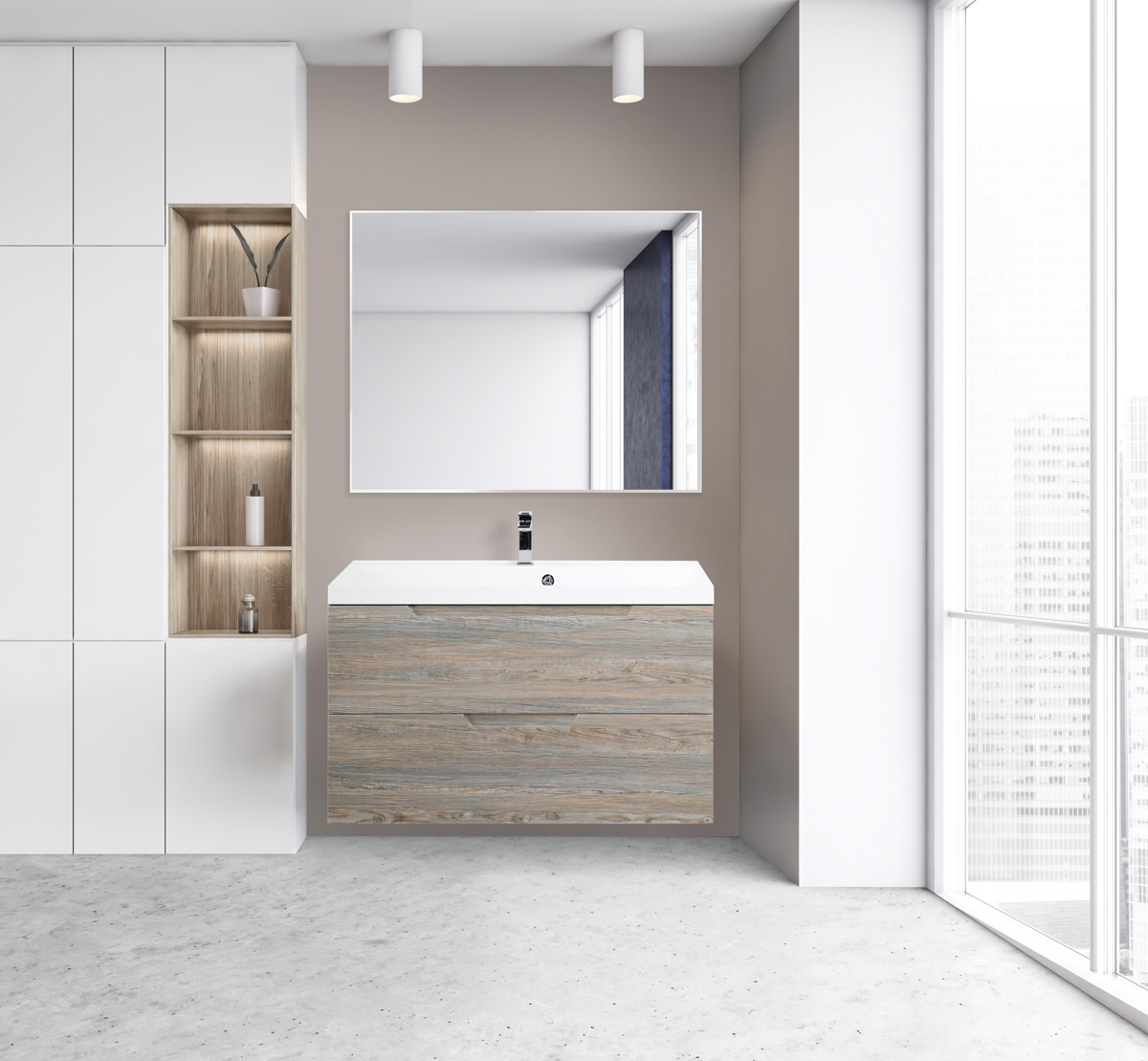 Приобрести belbagno тумба с раковиной vittoria100 см, подвесная pino, белая раковина
