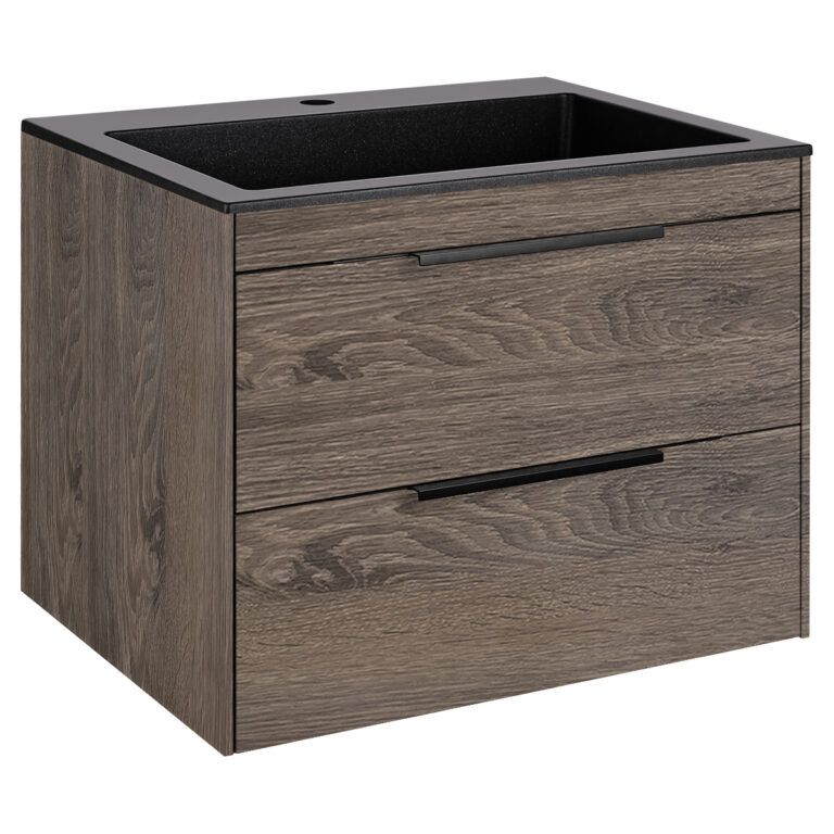 Приобрести vincea тумба подвесная chiara 60 см, дуб темный с черной раковиной vmc-2c2600ro;vcb-13600b