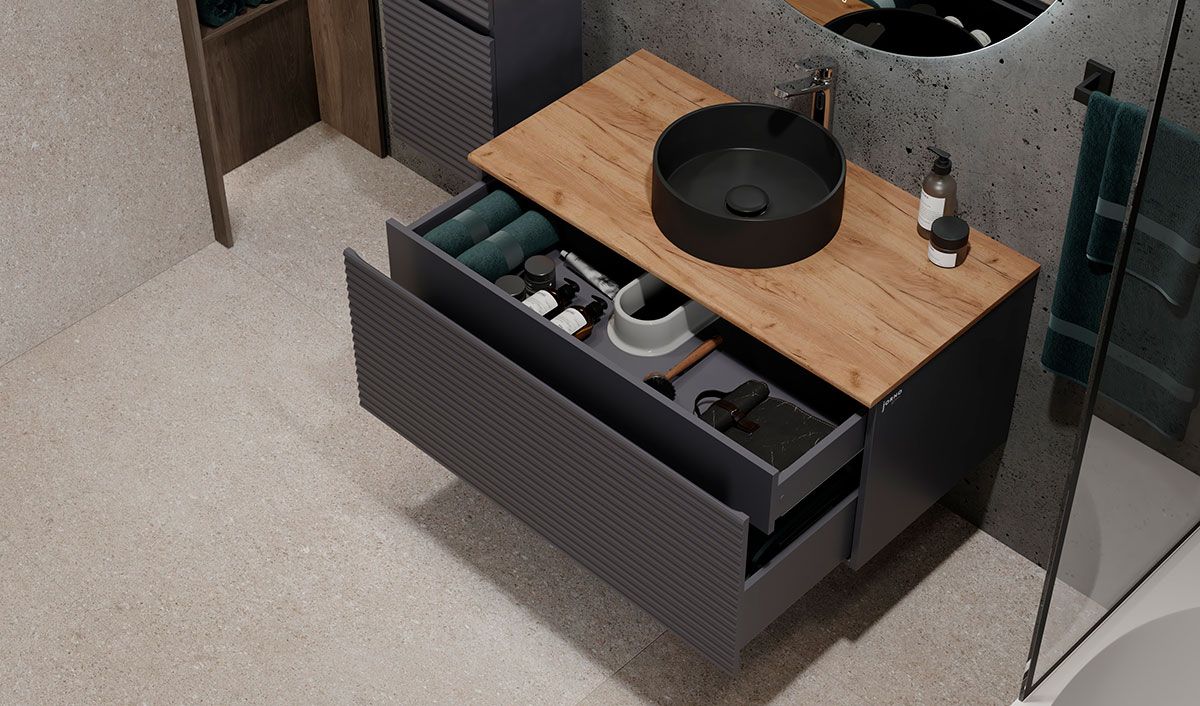 Приобрести jorno тумба подвесная cossety 100 см со столешницей, антрацит