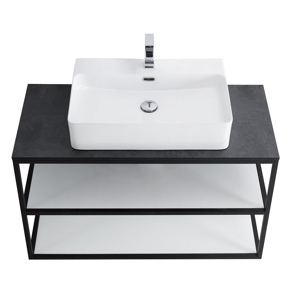 Приобрести cezares тумба подвесная с раковиной cadro 100 см см, двухярусная nero, черная cadro-100/46/58-2c-so-met-st